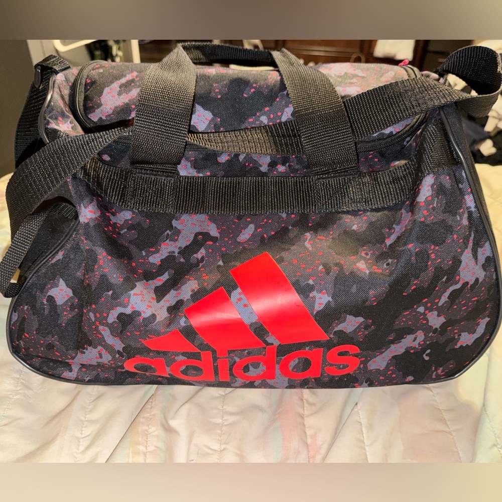 Adidas Black and Red Youth Duffel Bag